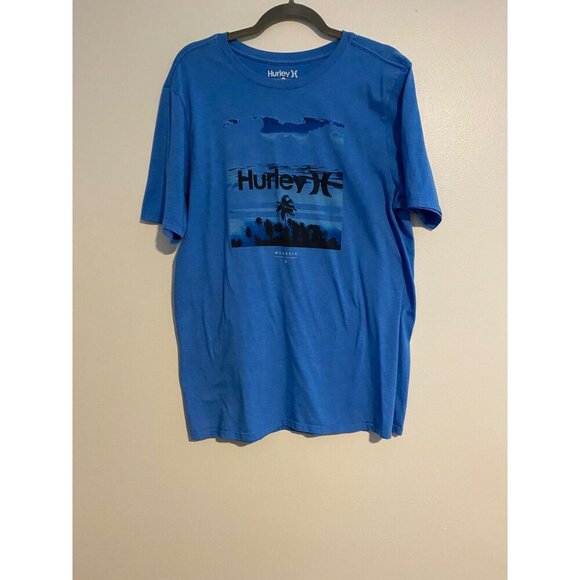 Hurley Other - Hurley Mens Blue Graphic T-Shirt Size L Palm Tree Graphic Casual Beach Outdoors